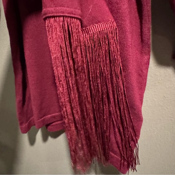 LOFT Burgundy Mock Neck Bishop Sleeve knit Bodycon Dress Size Small - Picture 5 of 9